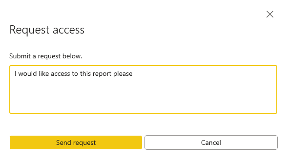 Στιγμιότυπο οθόνης της σύνδεσης αίτησης πρόσβασης στην εφαρμογή Windows.